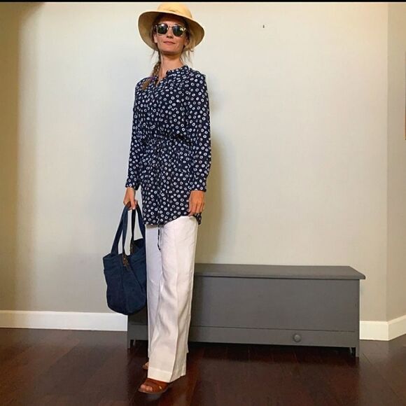 LOFT Navy Flowy Tunic/ Dress - Picture 2 of 14